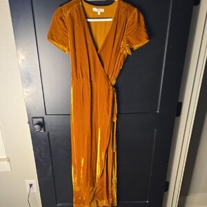 Elegant Gold Wrap Dress